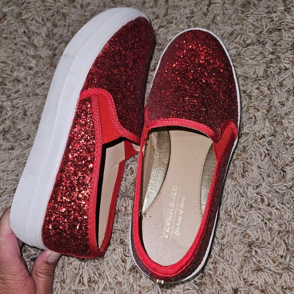 Red Sparkly Slip on shoes - Picture 1 of 1